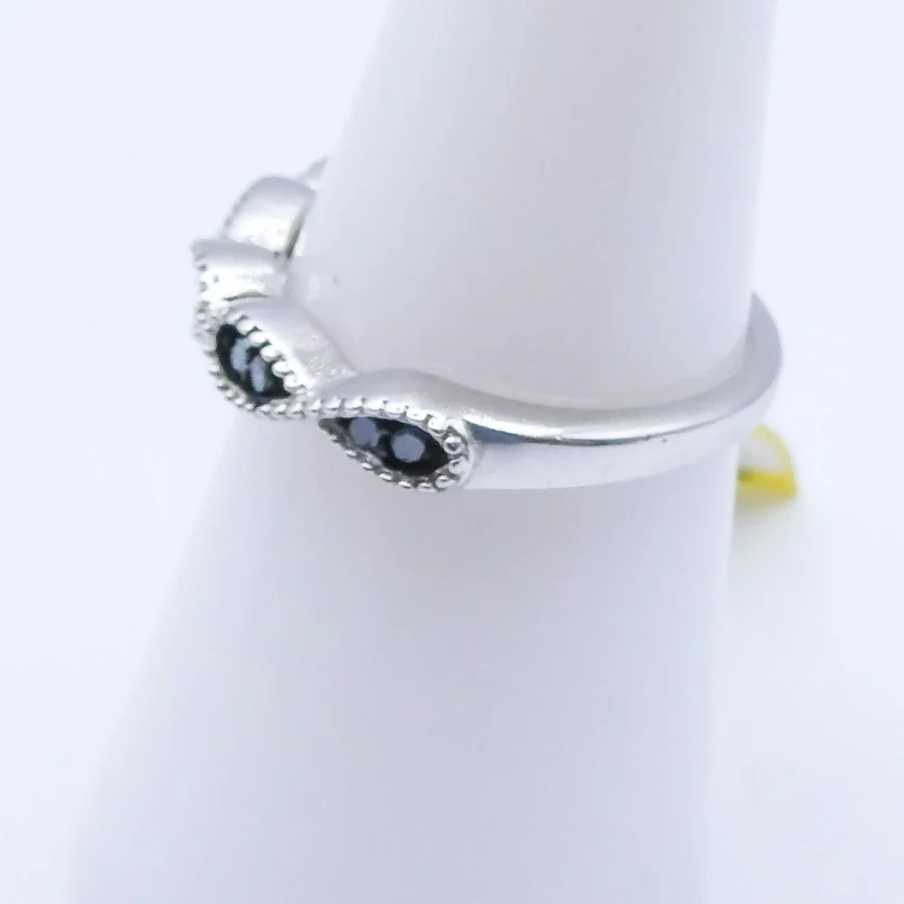 Chuck Clemency Blue Diamond Infinity Rhodium New Sterling Silver Sz 7 Ring